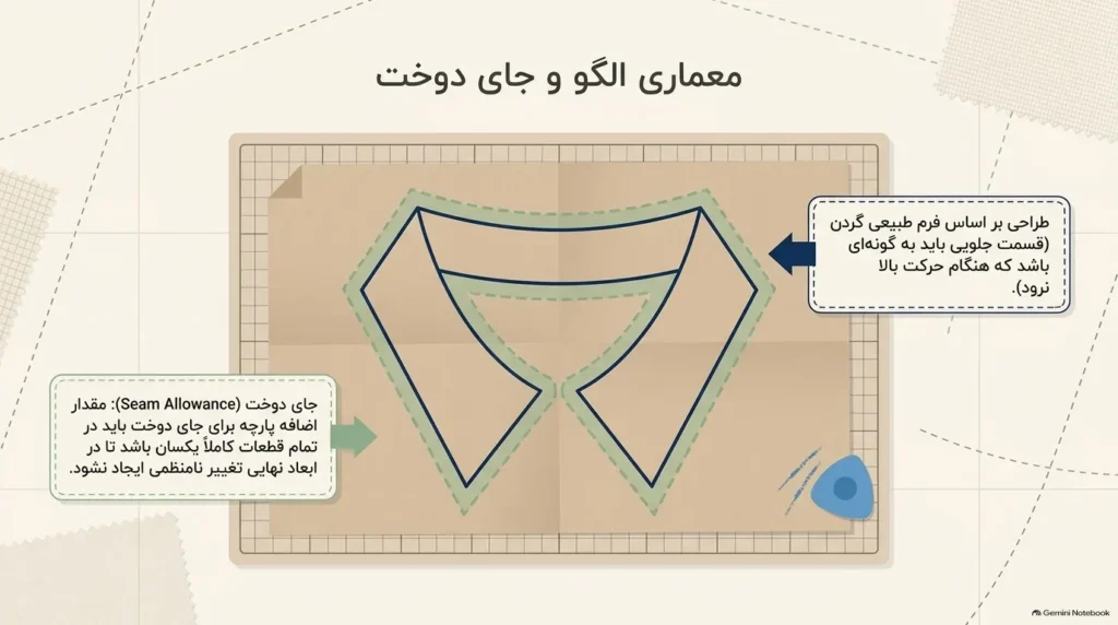 الگوی دوخت یقه حجاب