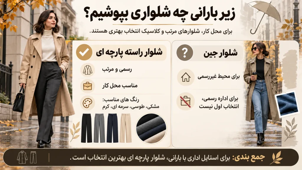 بارانی زنانه را با چه شلواری ست کنیم