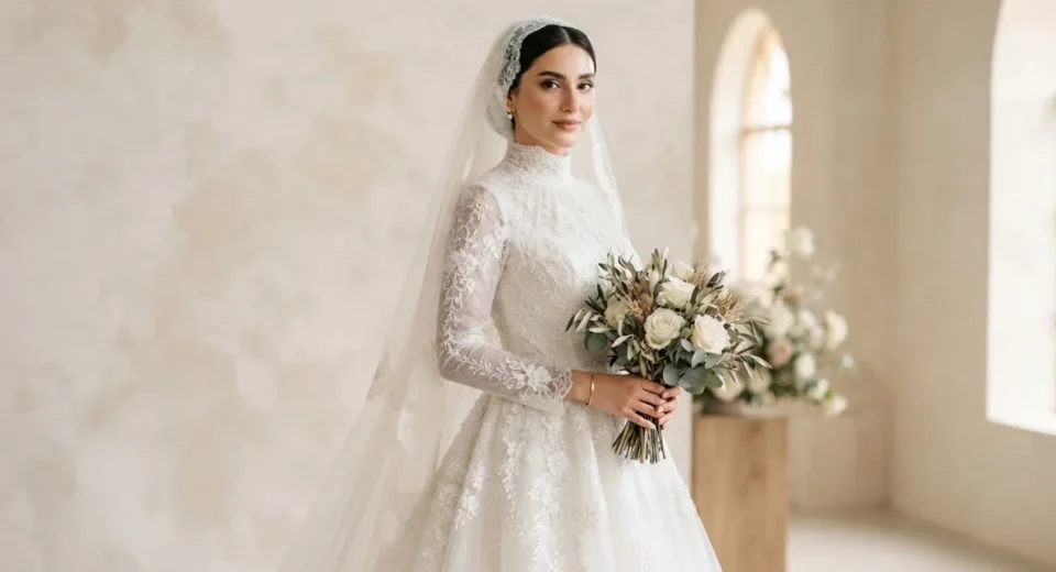 یقه حجاب عروس