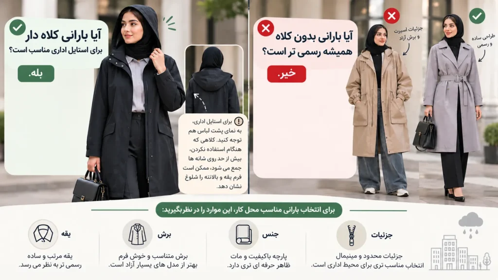 بارانی کلاه دار یا بدون کلاه