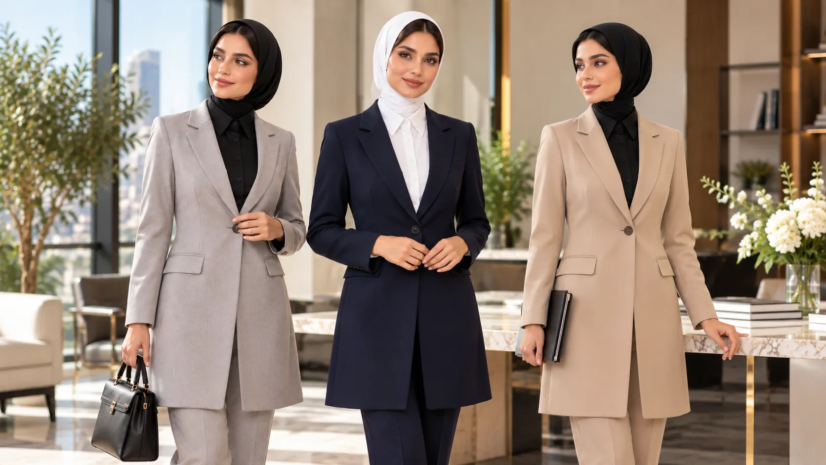 ست رنگ یقه حجاب با مانتو