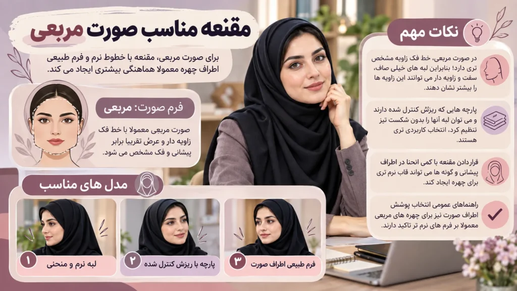 مقنعه صورت مربعی