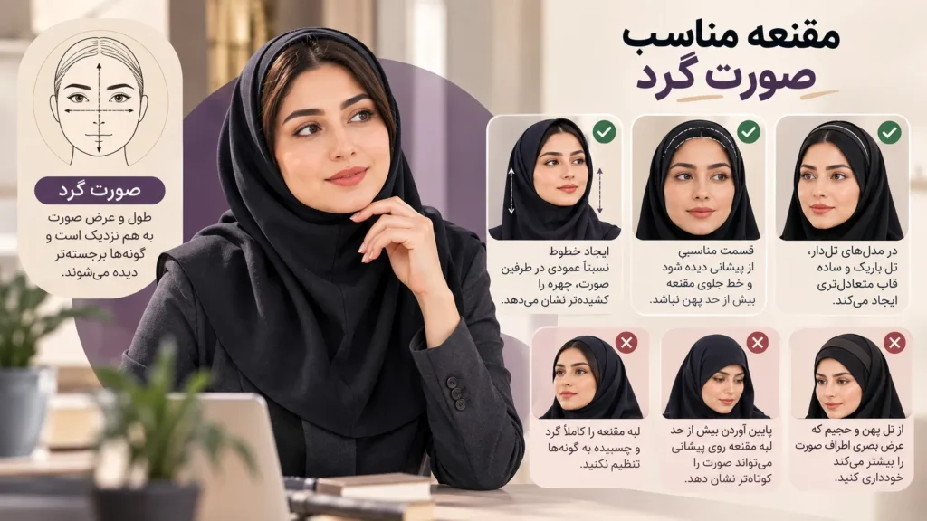 مقنعه صورت گرد