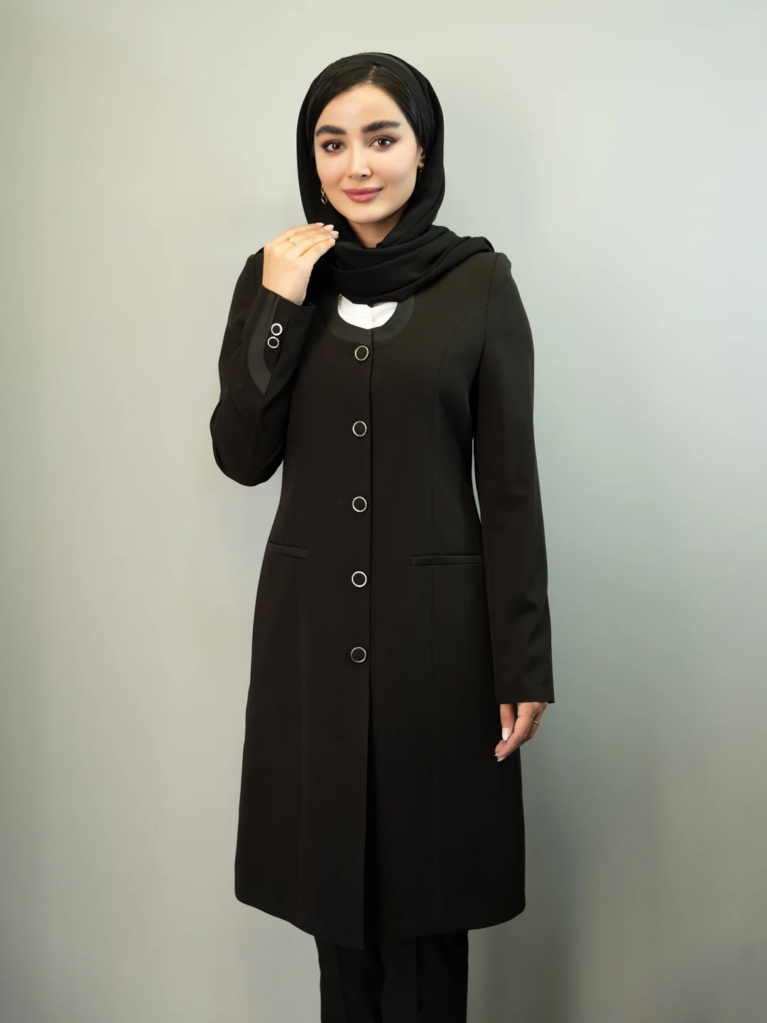 DSC09495-1-mpg مانتو و شلوار اداری یقه بند دار ( سایز 36 ) - تصویر 1