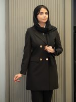مانتو شلوار فیونا یقه انگلیسی چهار دکمه طلایی - Image 3