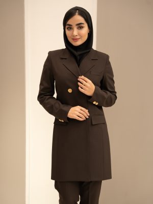 مانتو و شلوار بزیاق یقه انگلیسی چهار دکمه