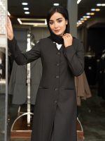 مانتو و شلوار یقه هفت چهارخانه ریز - Image 4