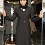 مانتو و شلوار یقه هفت چهارخانه ریز