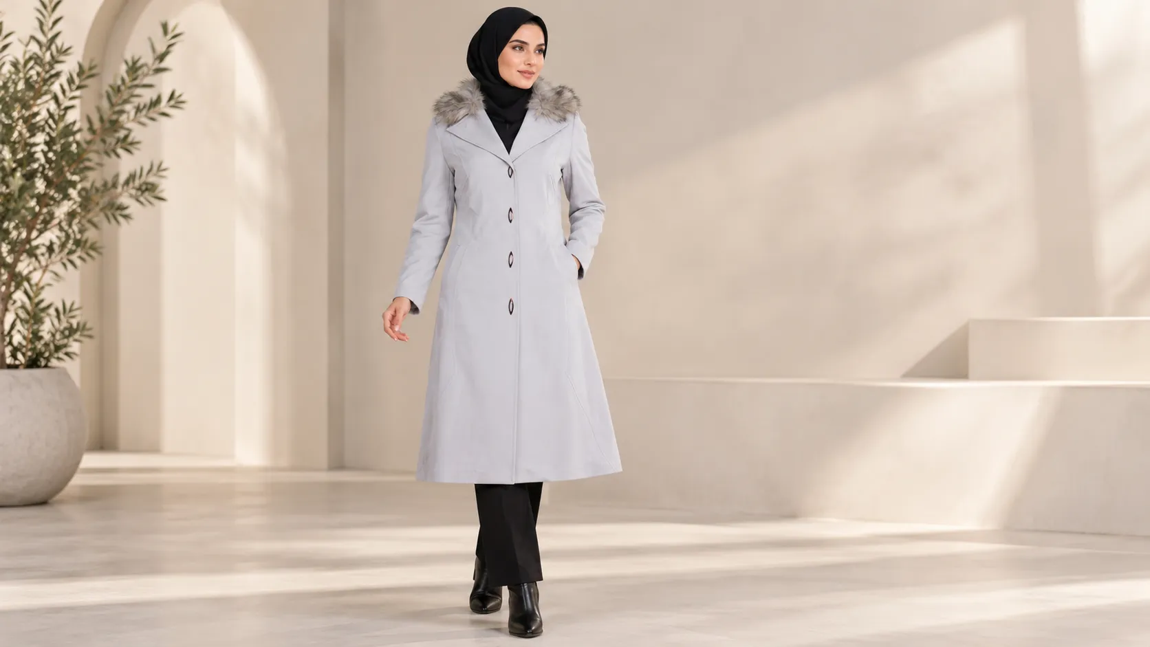 بارانی زنانه یقه انگلیسی کرم