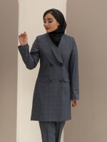 مانتو شلوار چهارخانه یقه آرشال چهار دکمه - Image 19
