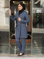 مانتو شلوار چهارخانه یقه آرشال چهار دکمه - Image 7