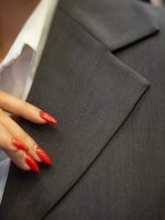 مانتو شلوار فیونا یقه انگلیسی تک دکمه