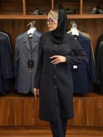 مانتو شلوار فیونا یقه هفت ساتن دار - Image 7