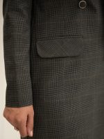 مانتو شلوار چهارخانه یقه بلیزری دو دکمه - Image 5