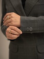 مانتو شلوار چهارخانه یقه بلیزری دو دکمه - Image 9
