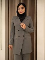 مانتو شلوار دیپلمات یقه بلیزری پایین کج - Image 9