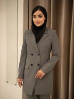 مانتو شلوار دیپلمات یقه بلیزری پایین کج - Image 10