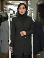 مانتو شلوار دیپلمات یقه بلیزری پایین کج - Image 15