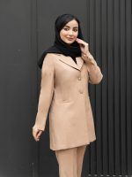 مانتو شلوار شانتون یقه انگلیسی دو دکمه - Image 15