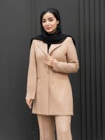 مانتو شلوار شانتون یقه انگلیسی دو دکمه - Image 16