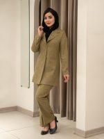 مانتو شلوار شانتون یقه انگلیسی دو دکمه - Image 23
