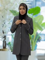 مانتو شلوار چهارخونه یقه انگلیسی سه دکمه - Image 3