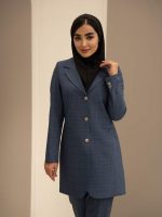 مانتو شلوار چهارخونه یقه انگلیسی سه دکمه - Image 9