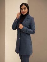 مانتو شلوار چهارخونه یقه انگلیسی سه دکمه - Image 10