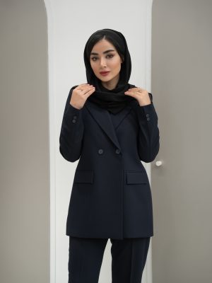 مانتو و شلوار فیونا با یقه بلیزری شلوار نیم بگ