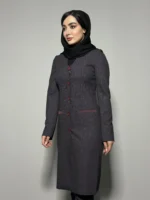مانتو و شلوار پیردوپل یقه دلبری سرمه ای