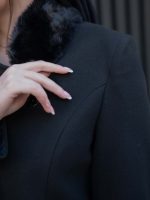 پالتو فوتر خزدار استین دوتیکه سنگدار - Image 2