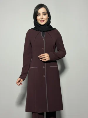 کرپ یقه گرد ساتن دار زرشکی