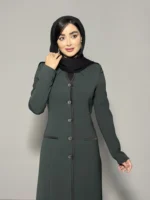 مانتو شلوار کرپ یقه گرد ساتن دار 1