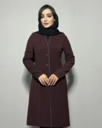 کرپ یقه گرد ساتن دار رنگ زرشکی