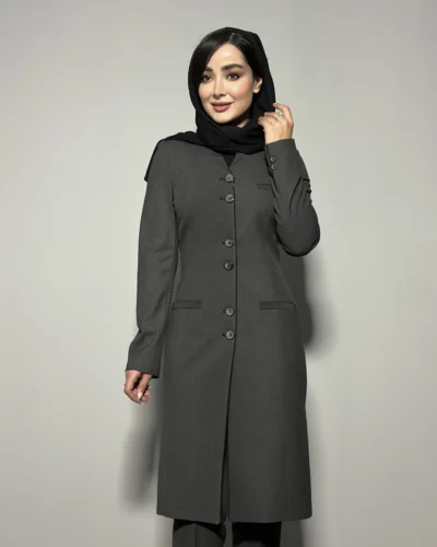 مانتو تک یقه ایستاده جیب فیلتو