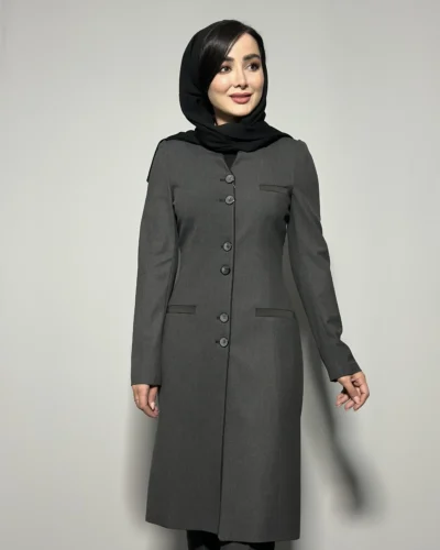 مانتو تک یقه ایستاده جیب فیلتو