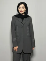 مانتو شلوار بزیاق دو دکمه گلدوزی