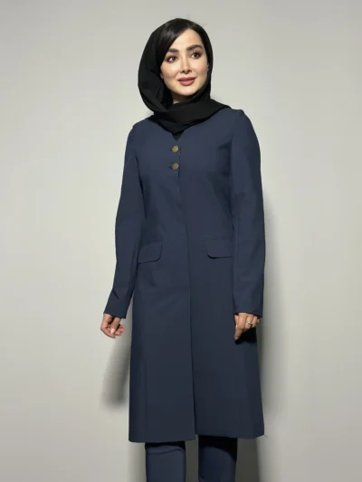 مانتو شلوار چهارخانه دو دکمه